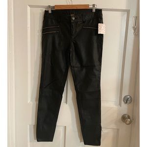 NWT Free People Vegan ‘faux’ Leather Moto Pants SZ 6 Zipper Ankles